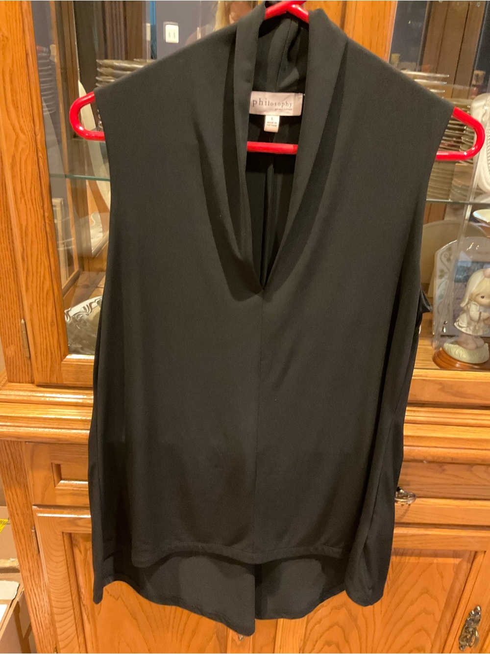 Philosophy Black Sleeveless Draped V-Neck Top Mini Dress